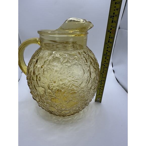 Vintage Anchor Hocking Fairfield Starburst Amber Glass Pitcher - Picture 8 of 9